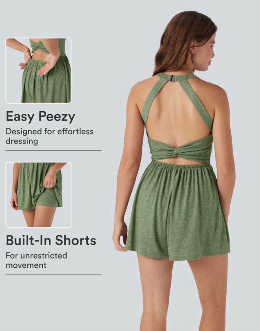NWT Halara Padded 2-in-1 Romper with Pockets-Easy Peezy Edition, XS $45